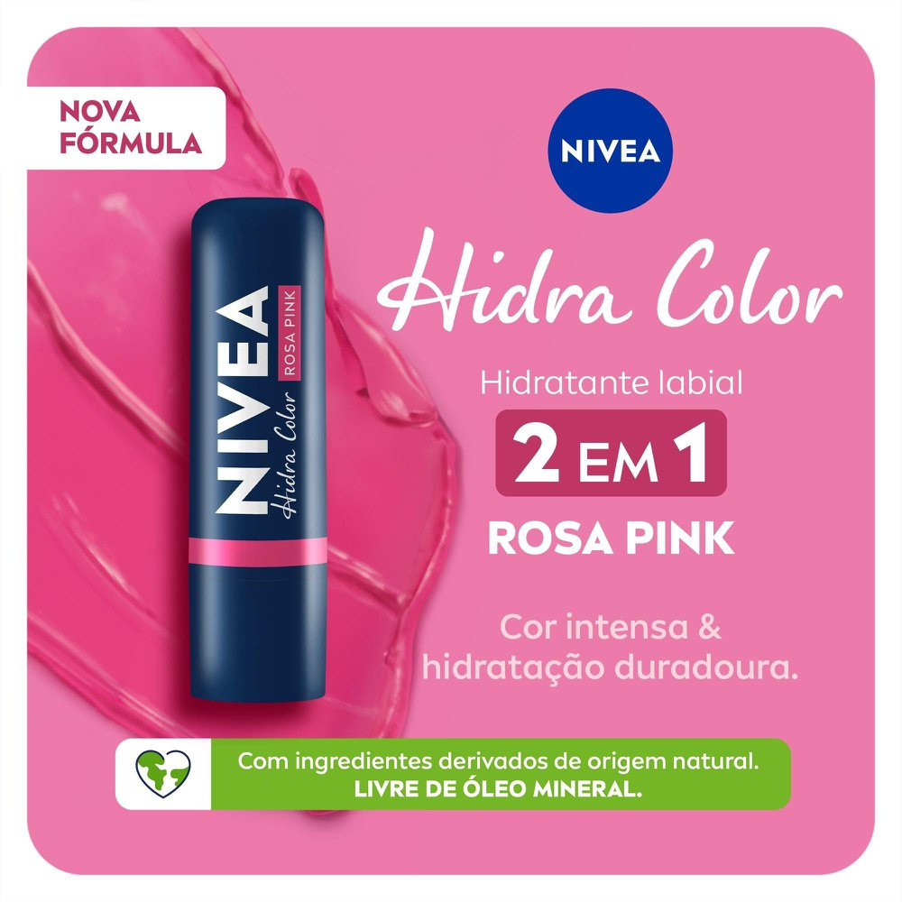 Hidratante Labial Nivea Hidra Color Rosa Pink 4,8g — imagem 2 | Farmácia Resyla