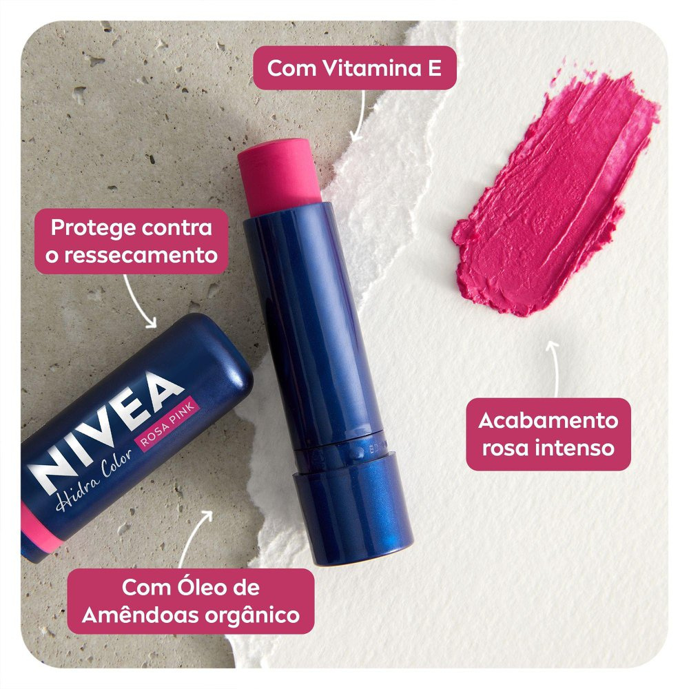 Hidratante Labial Nivea Hidra Color Rosa Pink 4,8g — imagem 4 | Farmácia Resyla