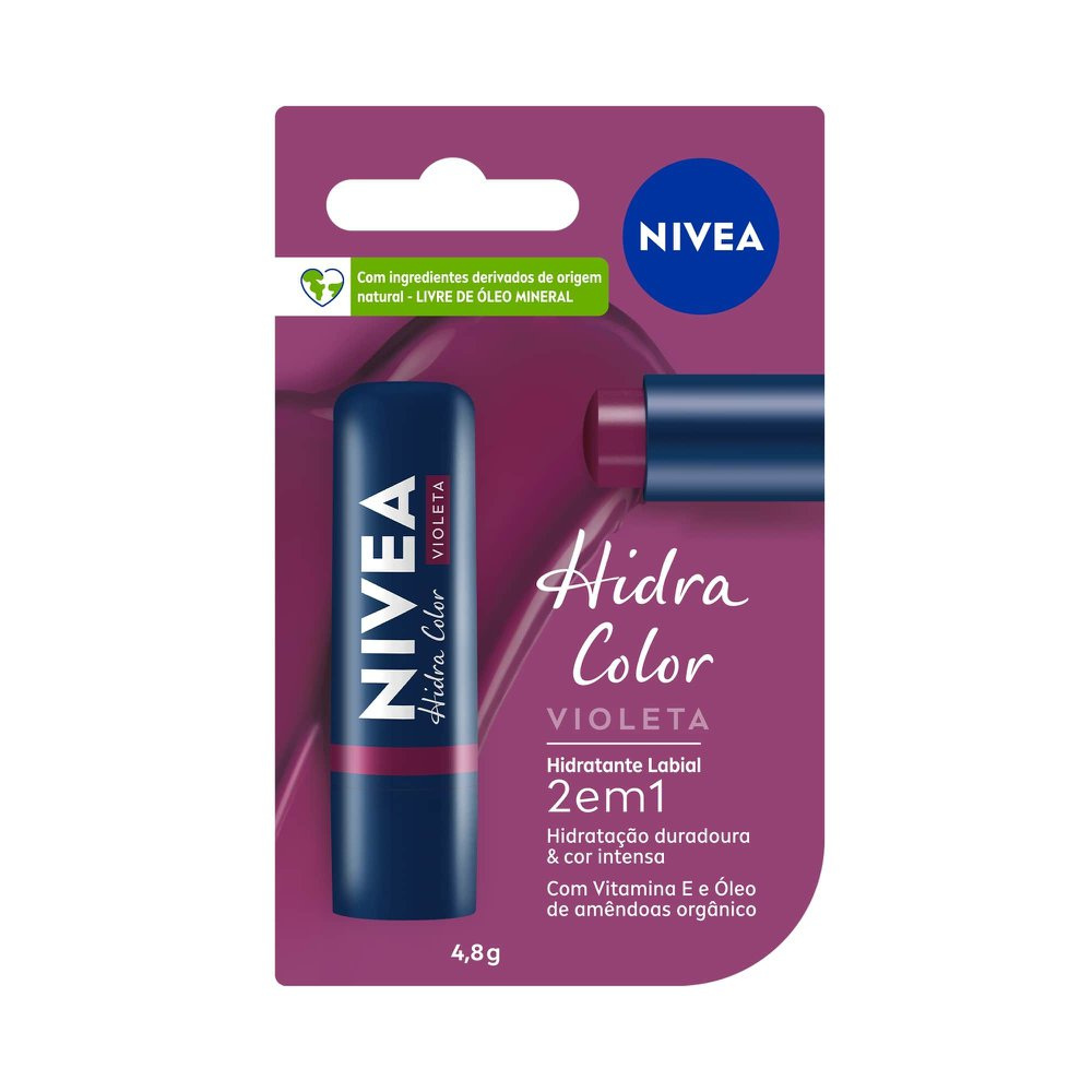 Hidratante Labial Nivea Hidra Color Violeta 4,8g — Nivea | Farmácia Resyla