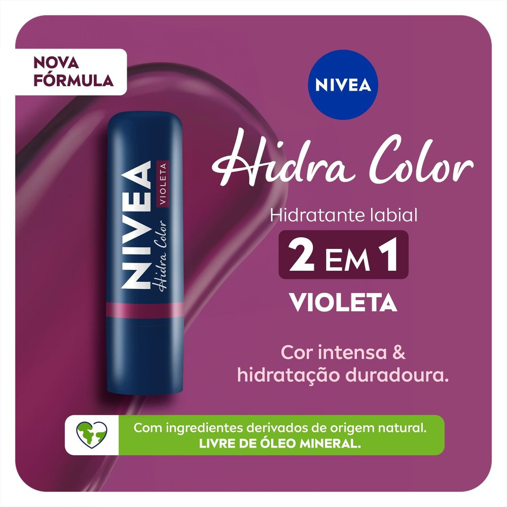 Hidratante Labial Nivea Hidra Color Violeta 4,8g — imagem 2 | Farmácia Resyla