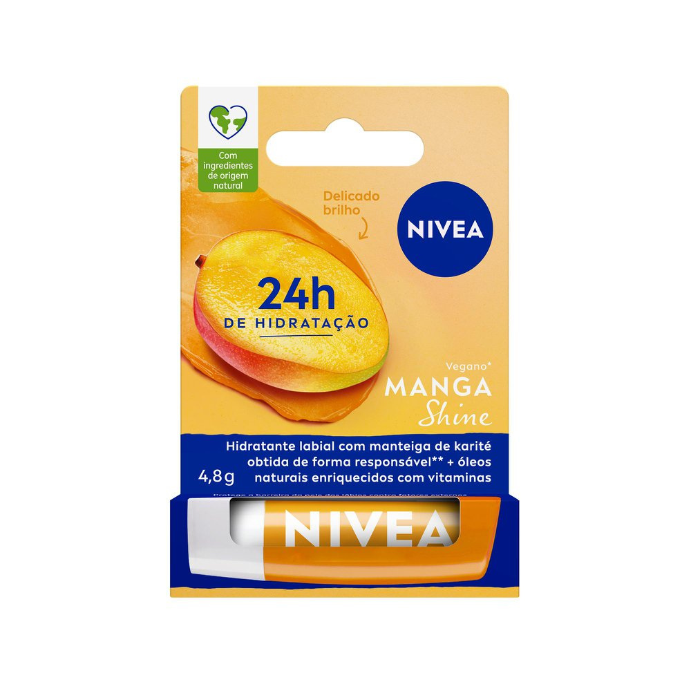 Hidratante Labial Nivea Manga Shine Com Manteiga De Karité E Óleos De Origem Natural 4,8g Edição Limitada — Nivea | Farmácia Resyla