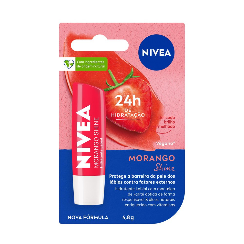 Hidratante Labial Nivea Morango Shine 4,8g — Nivea | Farmácia Resyla