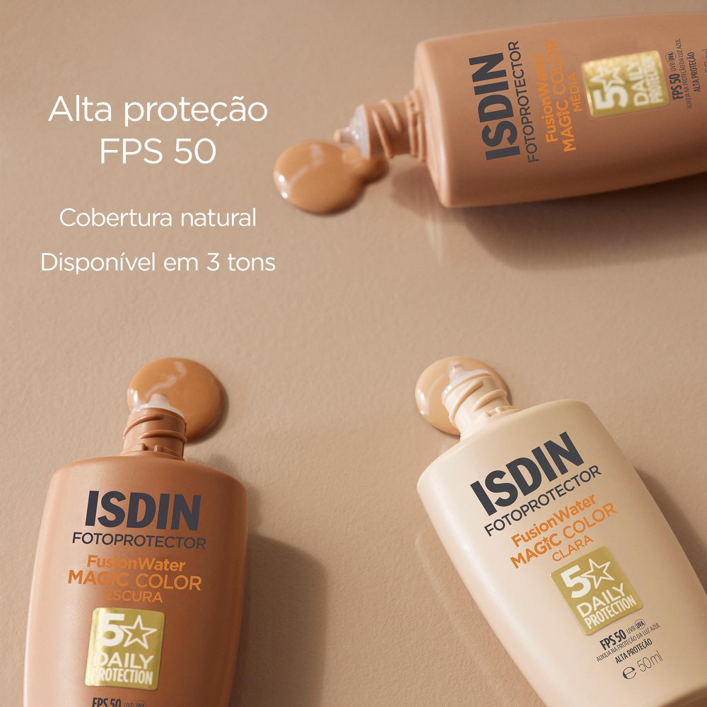 ISDIN Protetor Solar Facial Fusion Water 5 Stars Color FPS 50 - Cor Média - 50ml — imagem 3 | Farmácia Resyla