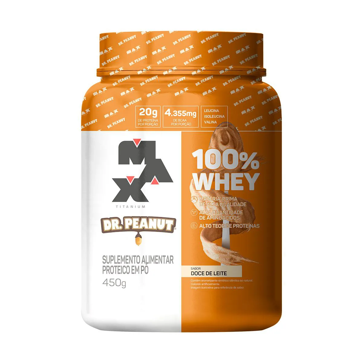 100% Whey Max Titanium Dr. Peanut Doce de Leite 450g — Max Titanium | Farmácia Resyla