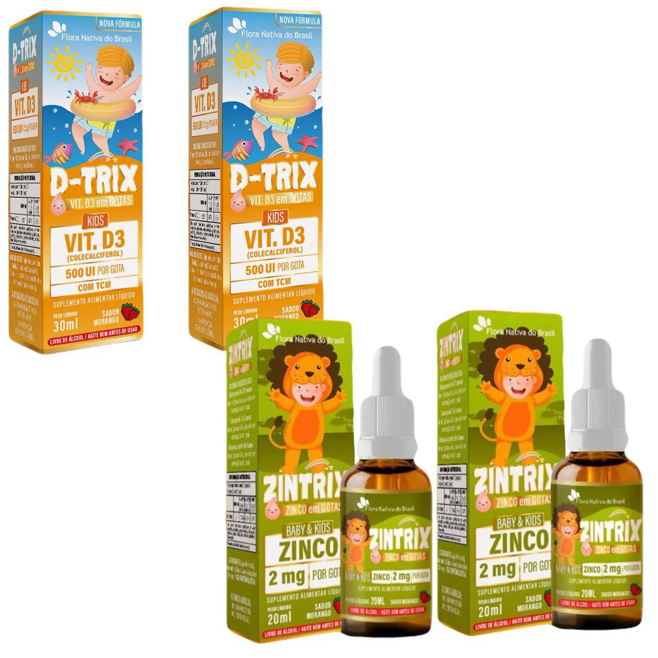 2x D Trix- Vitamina D3 + 2x Zintrix Zinco - Flora Nativa — | Farmácia Resyla