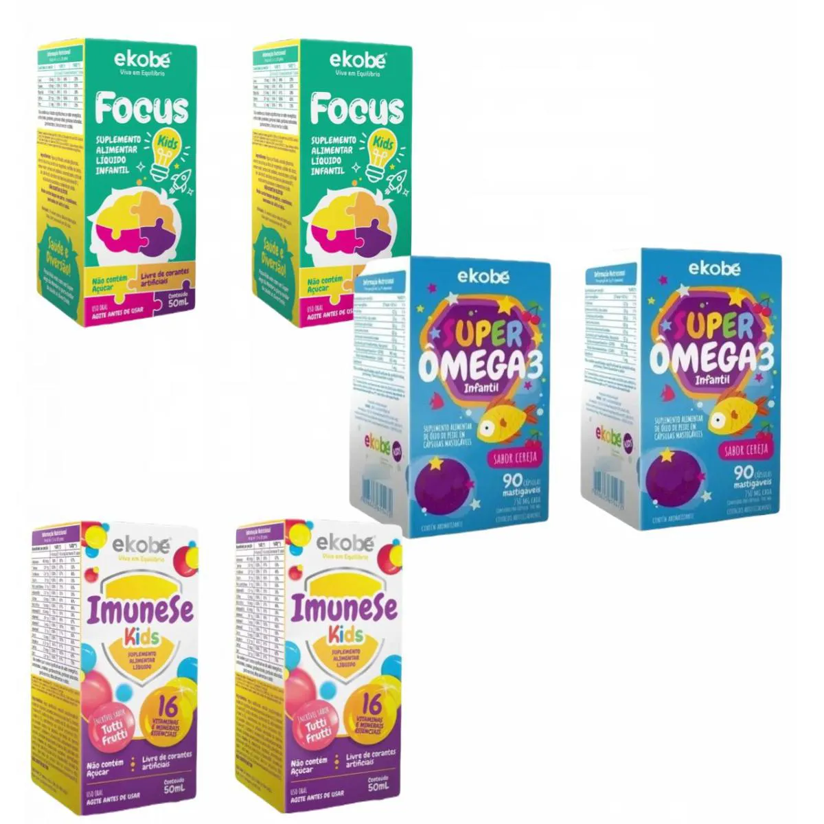 2x Focus Kids + 2x Super Ômega 3 Kids + 2x Imunese Kids — | Farmácia Resyla