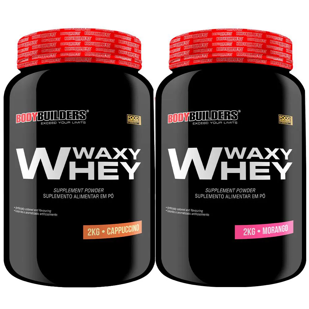 2x Whey Protein Waxy Whey (35%) - 2kg - Bodybuilders Morango e Cappuccino — | Farmácia Resyla
