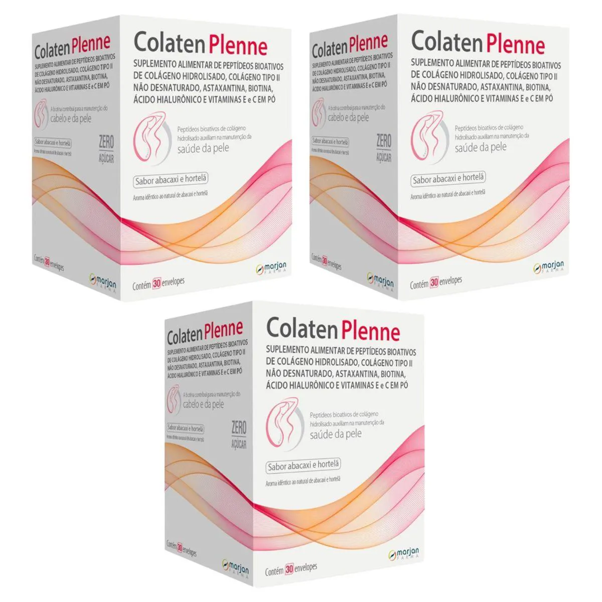 3 Caixas Colaten Plenne Sabor Abacaxi e Hortelã 30 Envelopes — | Farmácia Resyla