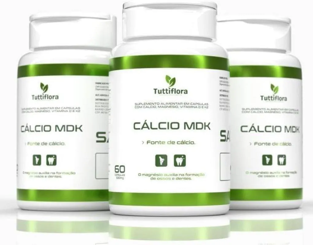 3x Cálcio Mdk (cálcio, Magnésio, Vitamina D e Vitamina K2) 60 Capsulas de 530mg Tuttiflora — MDK | Farmácia Resyla