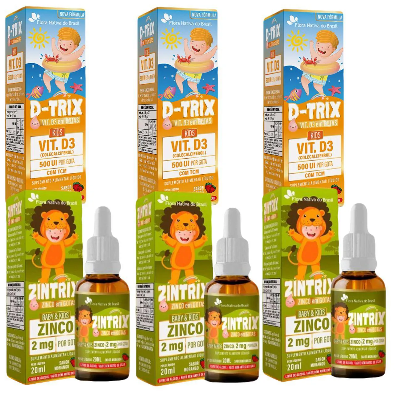 3x D Trix- Vitamina D3 + 3x Zintrix Zinco - Flora Nativa — | Farmácia Resyla
