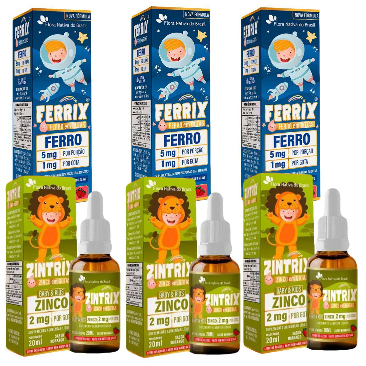 3X Ferrix Ferro + 3X Zintrix Zinco - Kids - Flora Nativa — | Farmácia Resyla