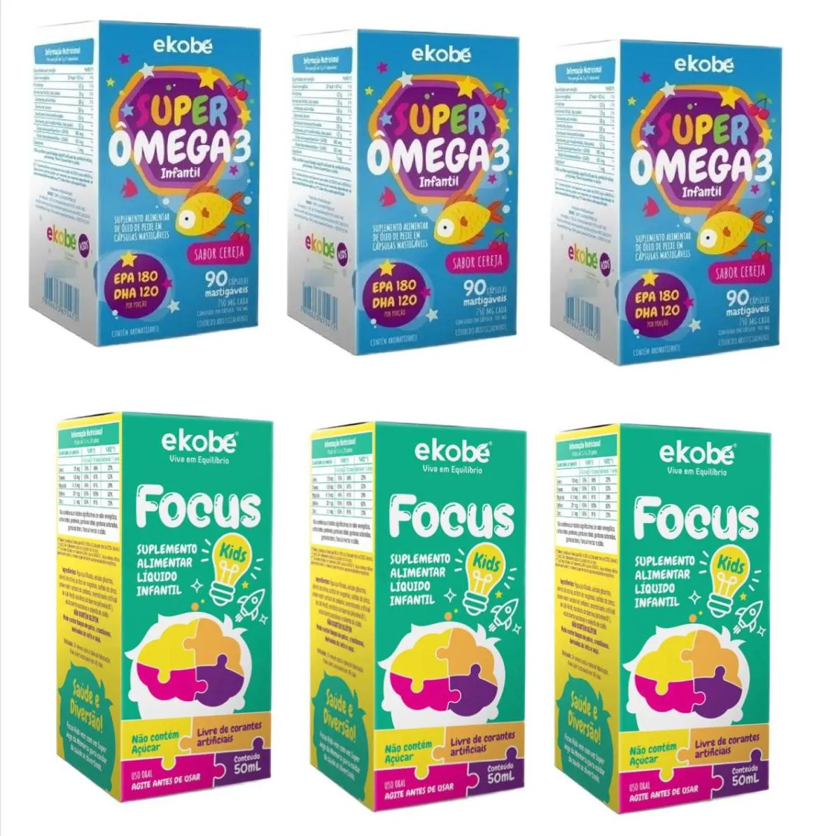 3x Focus Kids para Memória + 3x Super Ômega 3 - Ekobé Kids — Ekobé | Farmácia Resyla