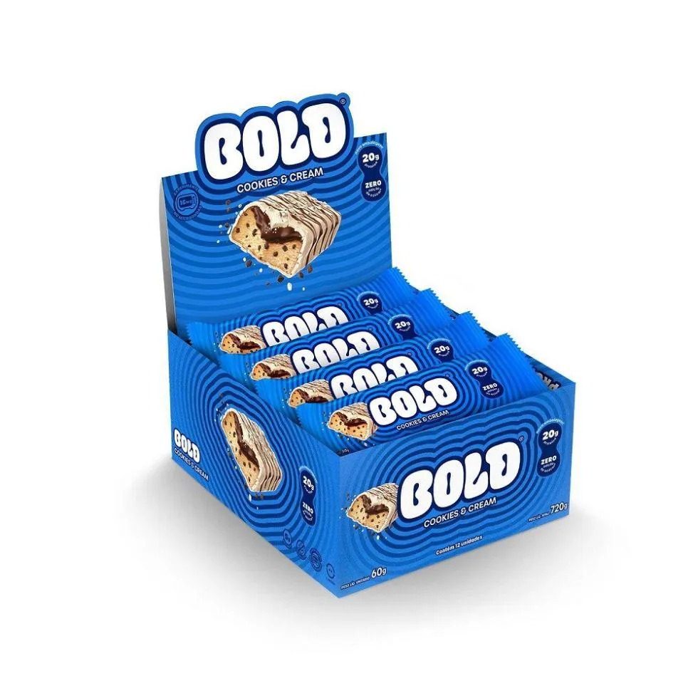 Barra de Proteína Bold Snacks Bold Cookies & Cream 60g 12 unidades — Bold Snacks | Farmácia Resyla