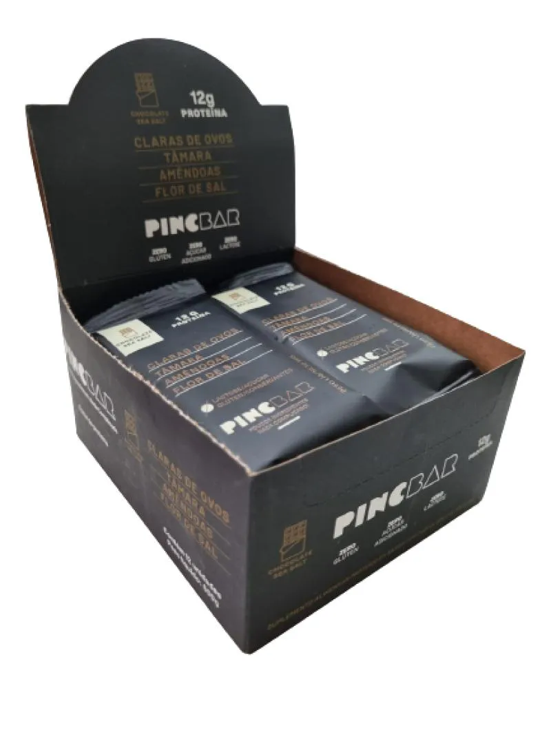 Barra de Proteína Chocolate Sea Salt Sem Açúcar 50g Pincbar 12 unidades — Pincbar | Farmácia Resyla