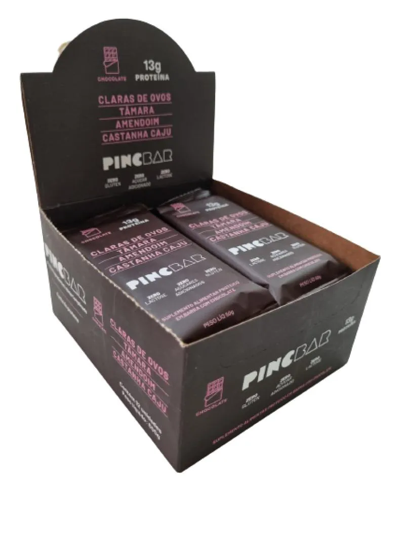 Barra de Proteína Chocolate Sem Açúcar 50g Pincbar 12 unidades — Pincbar | Farmácia Resyla