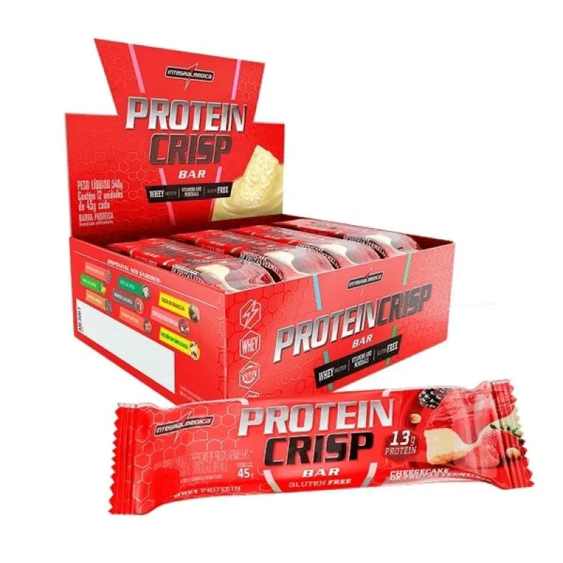 Barra de Proteína Whey Integralmedica Protein Crisp Bar Cheesecake de Frutas Vermelhas 45g 12 unidades — Integralmedica | Farmácia Resyla