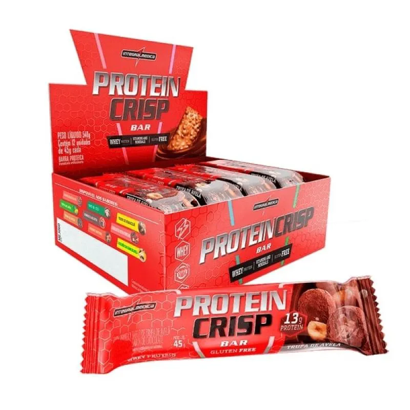 Barra de Proteína Whey Integralmedica Protein Crisp Trufa de Avelã 45g 12 unidades — Integralmedica | Farmácia Resyla