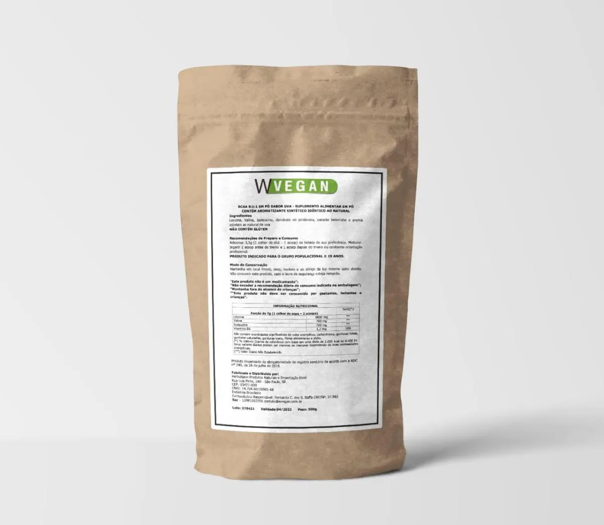 Bcaa Po 500g Sabor Uva Embalagem Refil Wvegan Vegano — | Farmácia Resyla