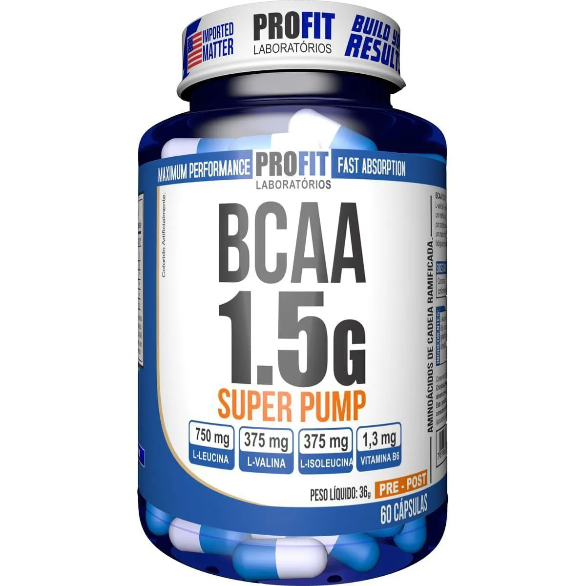 Bcaa Super Pump 1,5G - 60 Cápsulas - Profit — | Farmácia Resyla