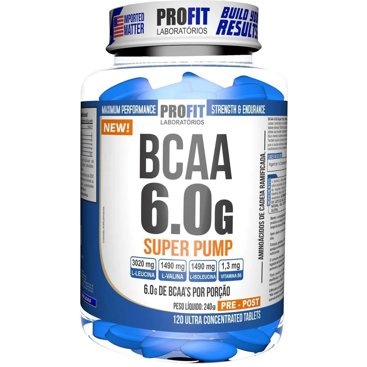 Bcaa Super Pump 6g - 120 Tabletes - Profit — | Farmácia Resyla