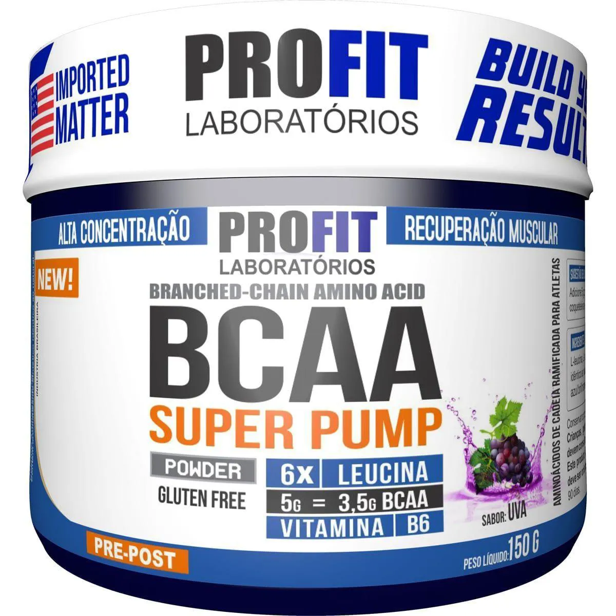 Bcaa Super Pump Powder 6:1:1 - 150G Uva - Profit — | Farmácia Resyla