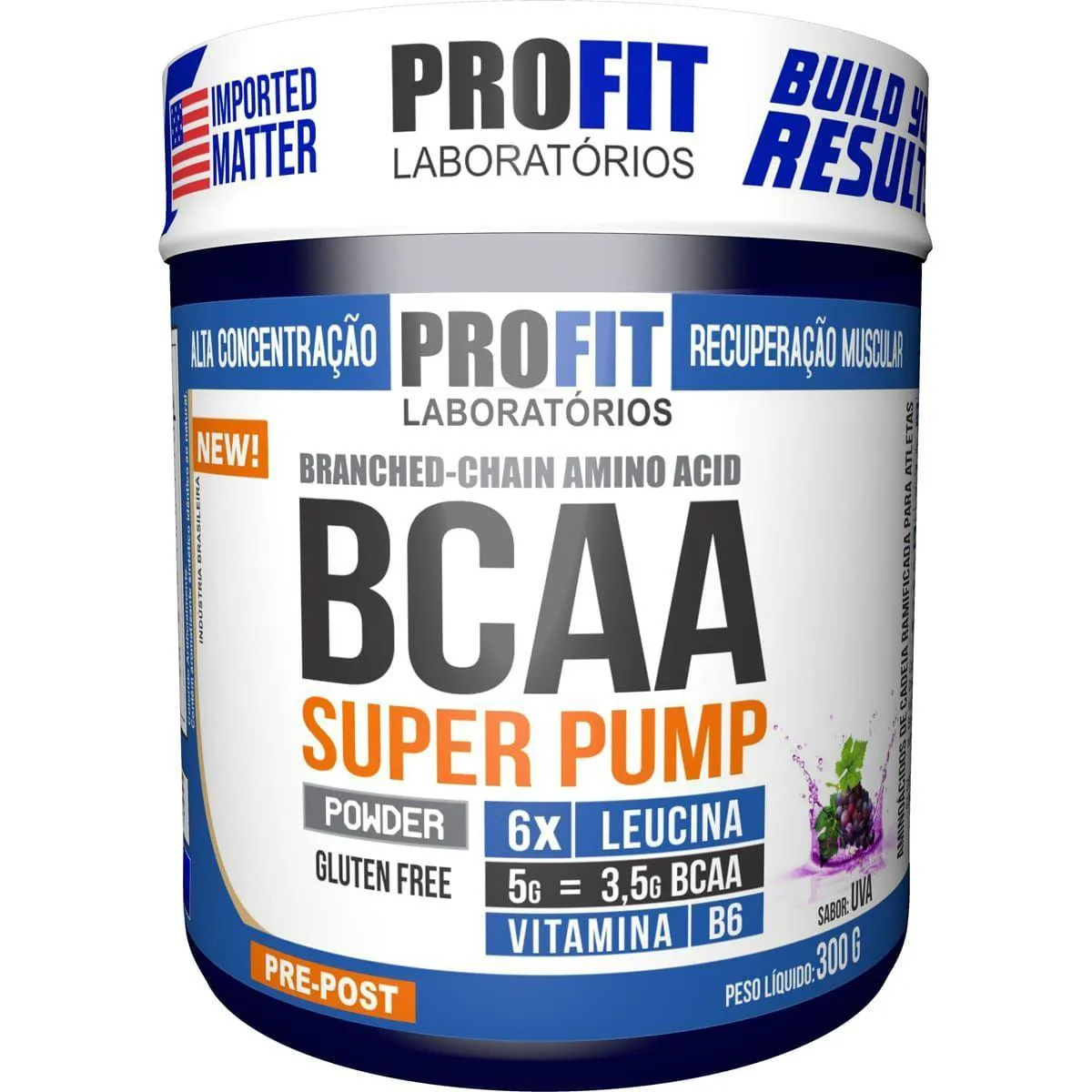Bcaa Super Pump Powder 6:1:1 - 300G Uva - Profit — | Farmácia Resyla