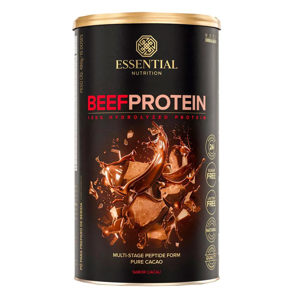 Beef Protein Cacao Essential Nutrition 480g Unica — Essential Nutrition | Farmácia Resyla
