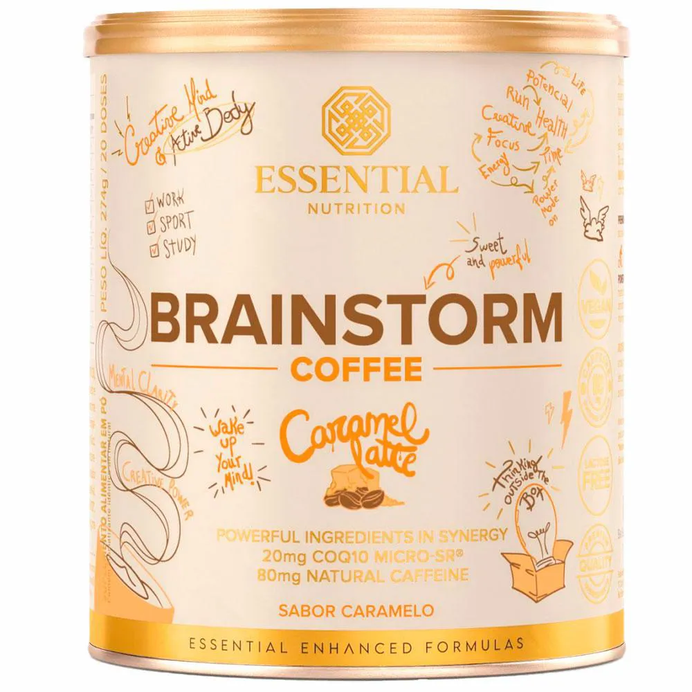 Brainstorm Coffee - Caramel Latte - 274g - Essential Nutrition — Essential Nutrition | Farmácia Resyla