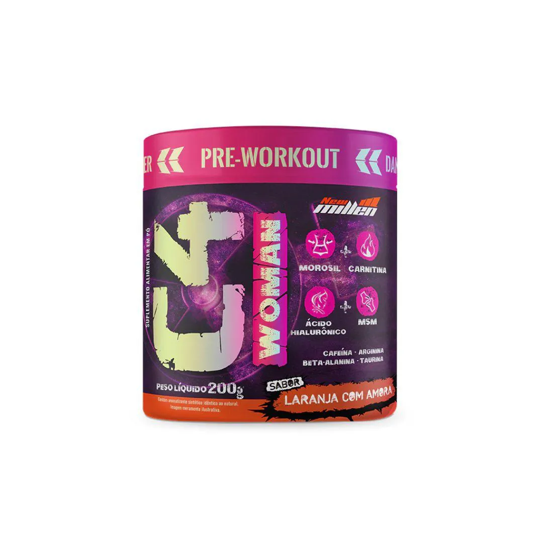 C4 Woman Pré-treino Feminino New Millen 200g Laranja com Amora — New Millen | Farmácia Resyla