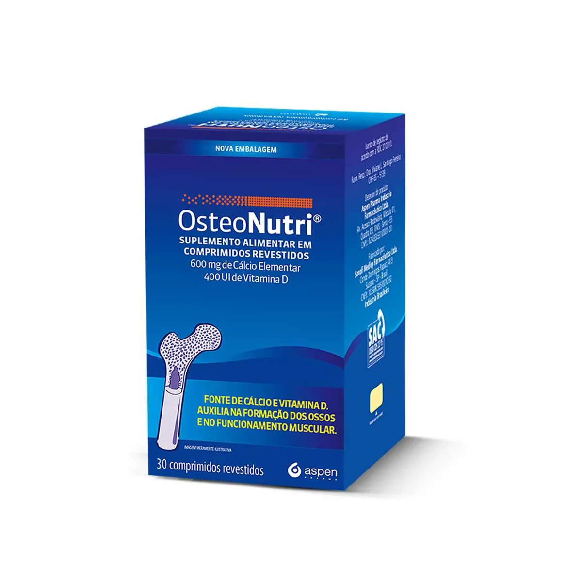 Cálcio 600mg + Vitamina D 400UI Osteonutri 30 comprimidos — | Farmácia Resyla