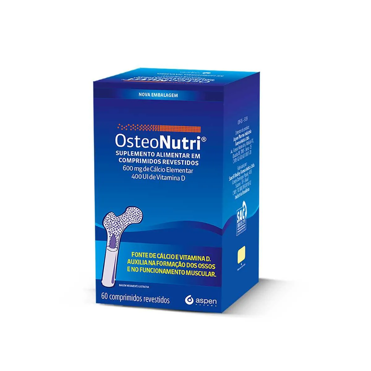 Cálcio 600mg + Vitamina D 400UI Osteonutri 60 comprimidos — | Farmácia Resyla