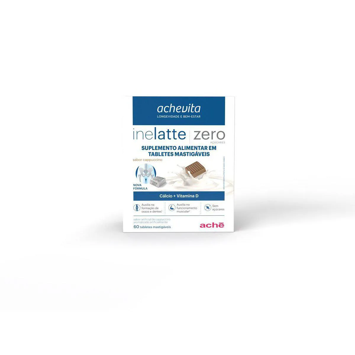 Cálcio + Vitamina D Inelatte Cappucino 60 tabletes — | Farmácia Resyla