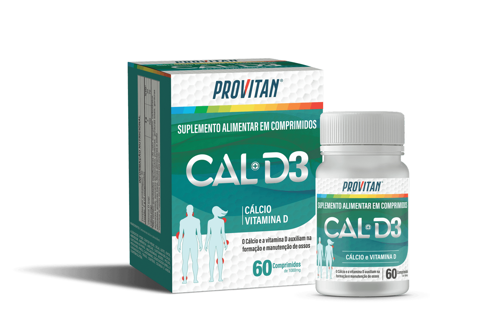 Cálcio + Vitamina D3 Provitan 1000 mg – 60 Cápsulas para Saúde Óssea — | Farmácia Resyla