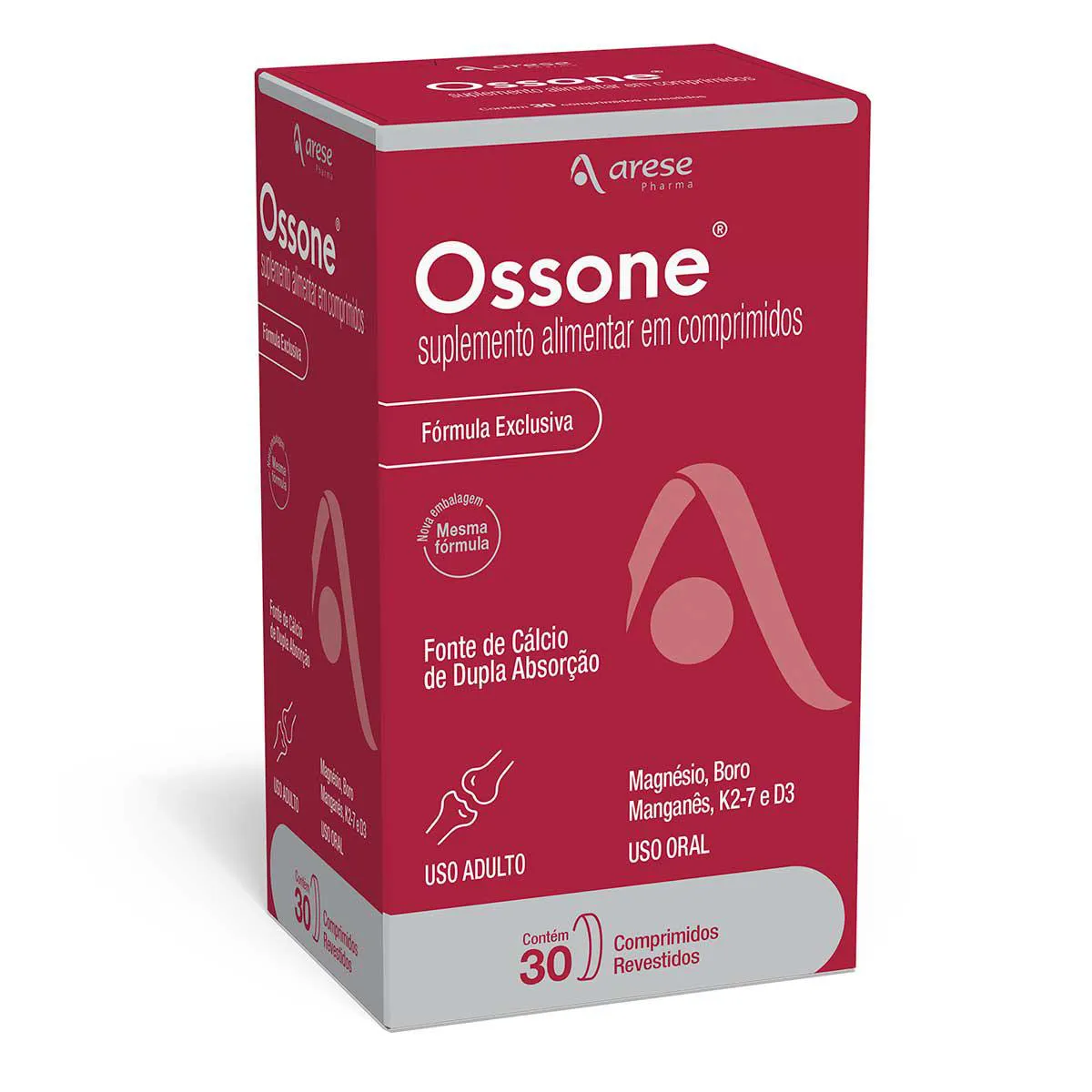 Cálcio + Vitaminas D e K Ossone 30 comprimidos — | Farmácia Resyla