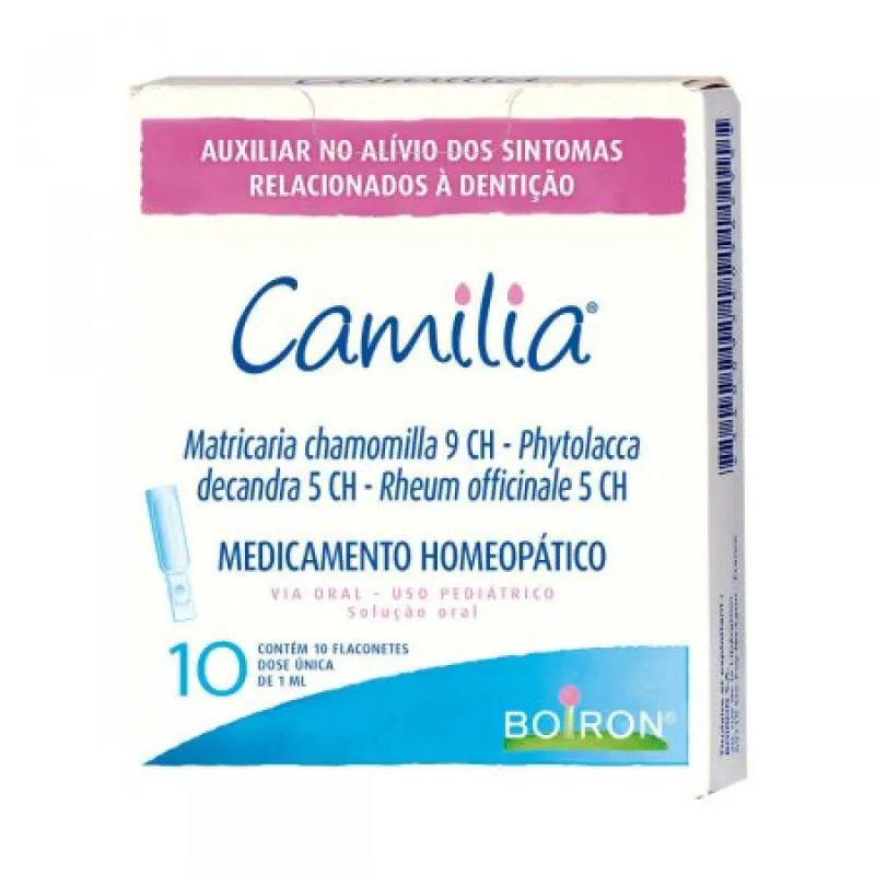 CAMILIA MATRICARIA CHAMOMILA 9CH+ PHYTOLACCA DECANDRA 5CH + RHEUM OFFICINALE 5CH SOLUçãO ORAL 10 FLACONETES DE 1ML — Amilia | Farmácia Resyla