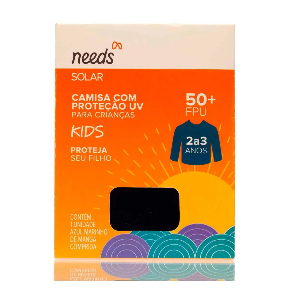 Camisa Infantil Proteção UV FPU 50+ Needs Solar 2 a 3 Anos Azul — Needs | Farmácia Resyla