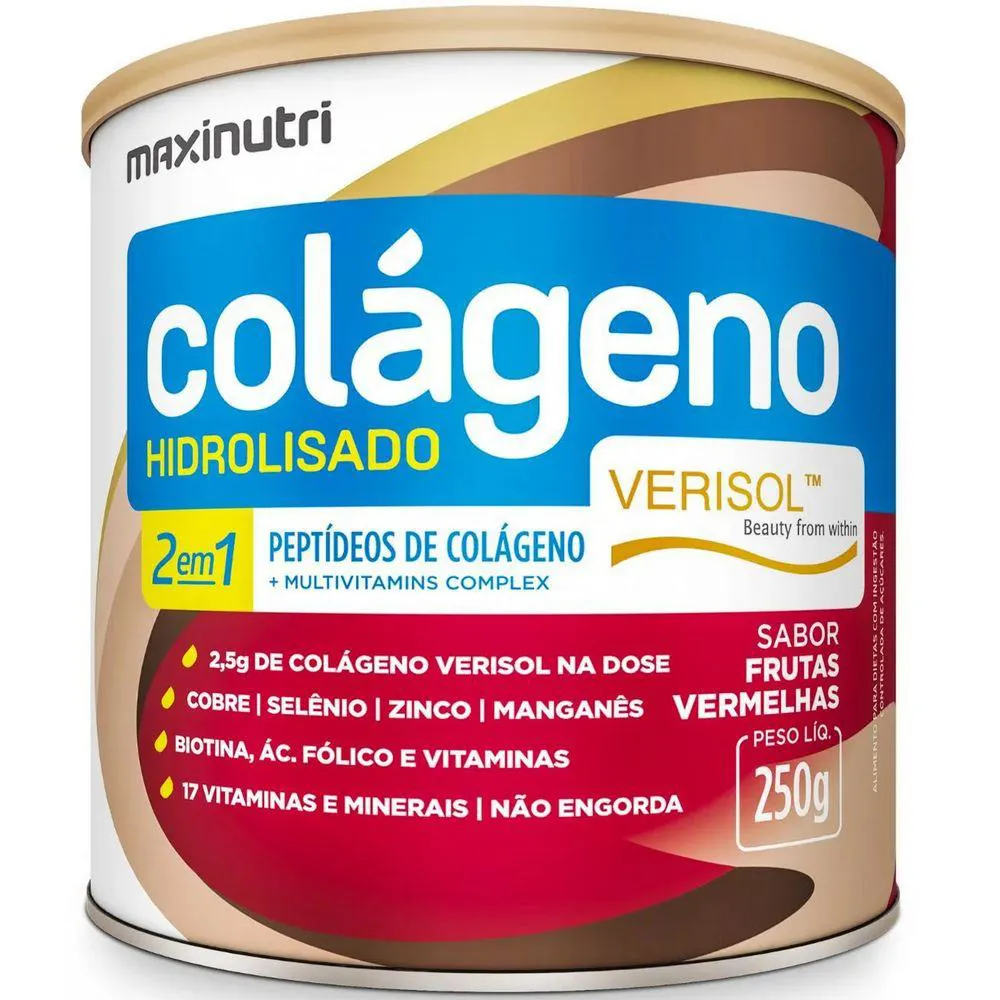 Colágeno Hidrolisado 2 em 1 Verisol - 250G - Frutas Vermelhas - Maxinutri — Maxinutri | Farmácia Resyla