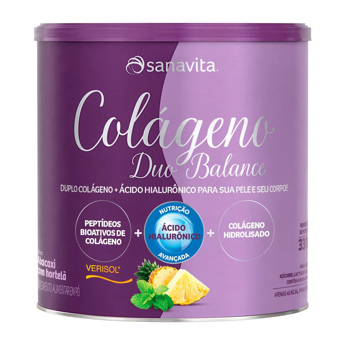 Colágeno Sanavita Duo Balance Abacaxi com Hortelã Sem Açúcar 330g — Sanavita | Farmácia Resyla