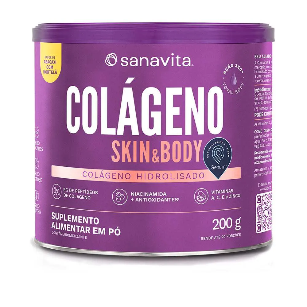Colágeno Sanavita Skin Abacaxi com Hortelã Pó 200g — Sanavita | Farmácia Resyla