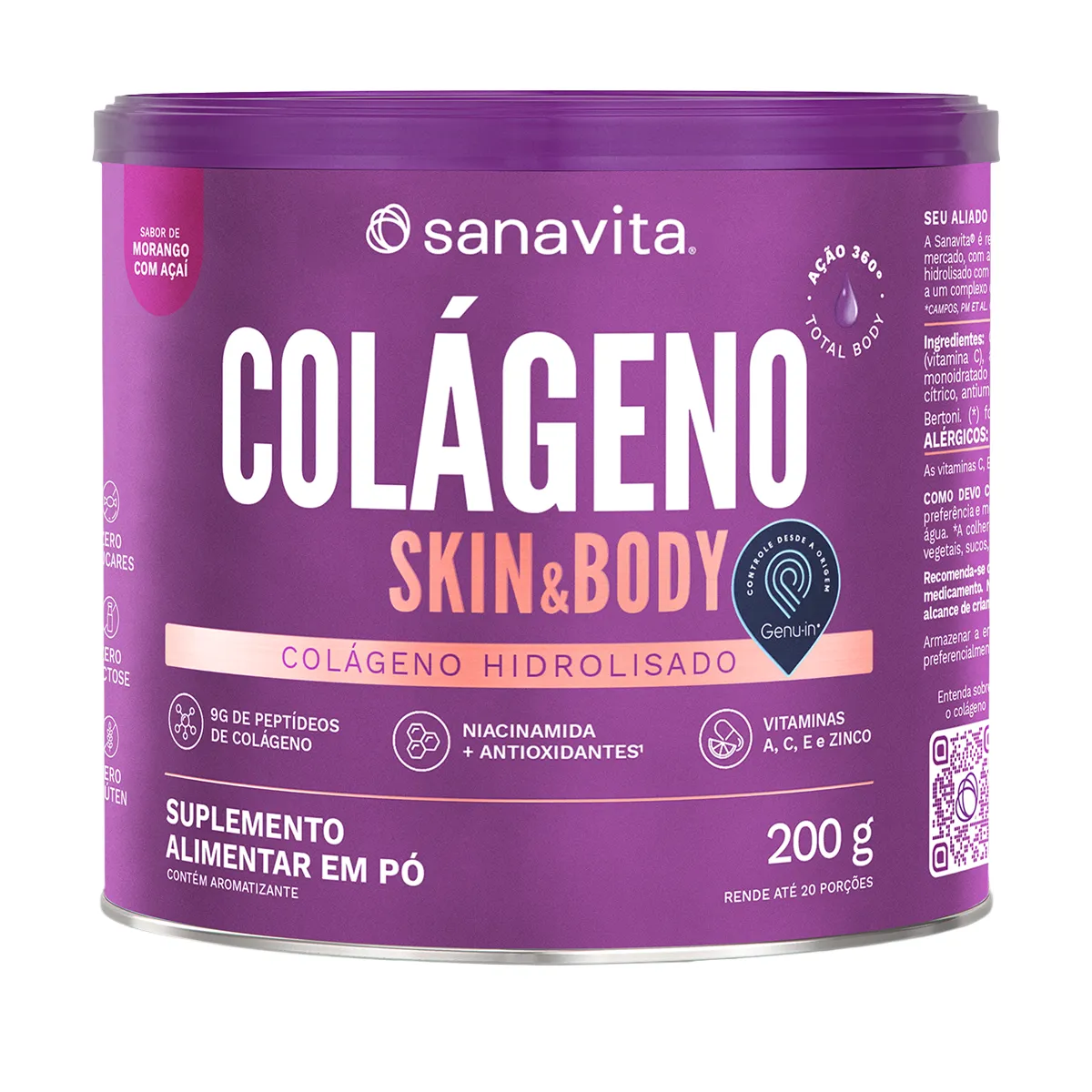 Colágeno Sanavita Skin Morango com Açaí Pó 200g — Sanavita | Farmácia Resyla