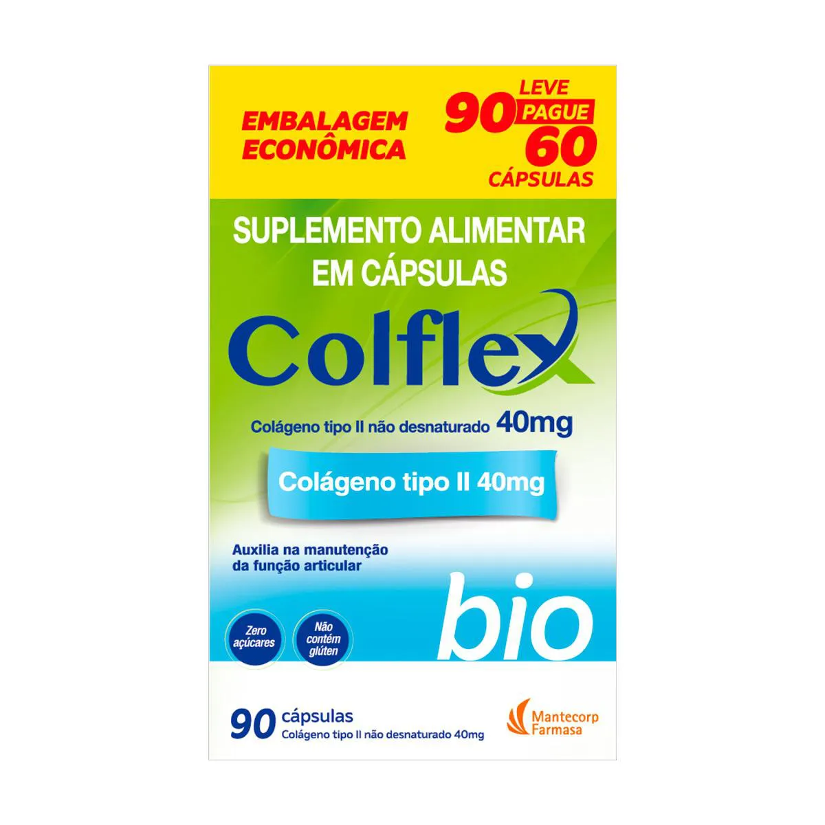 Colágeno tipo II Colflex Bio 40mg - 90 cápsulas — | Farmácia Resyla