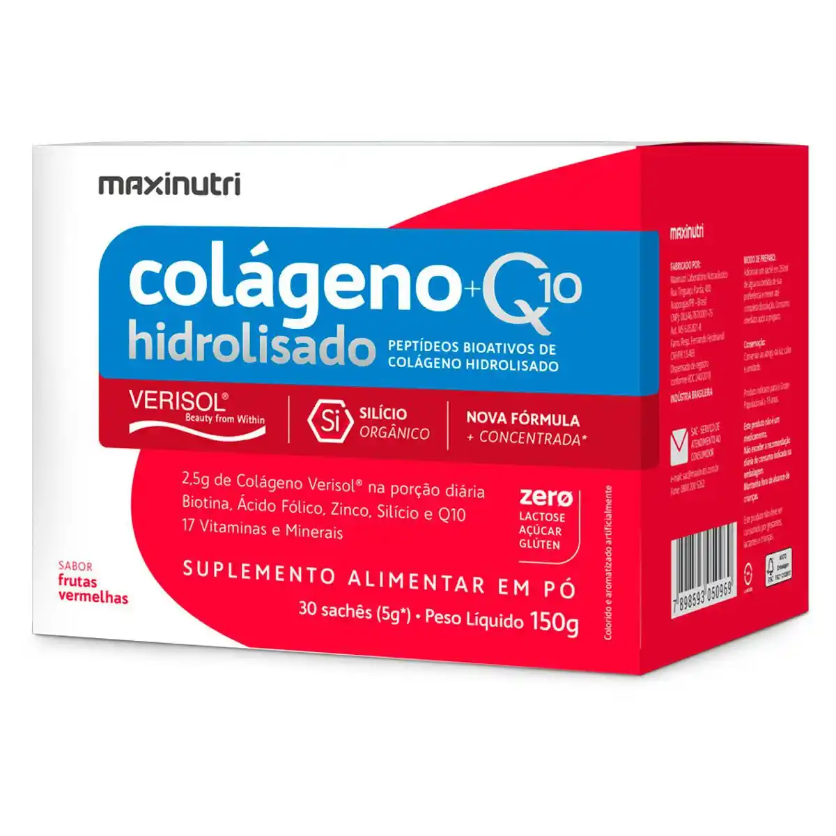 Colágeno Verisol 30 Sachês Frutas Vermelhas + Q10 e Silicio Orgânico Maxinutri — Maxinutri | Farmácia Resyla