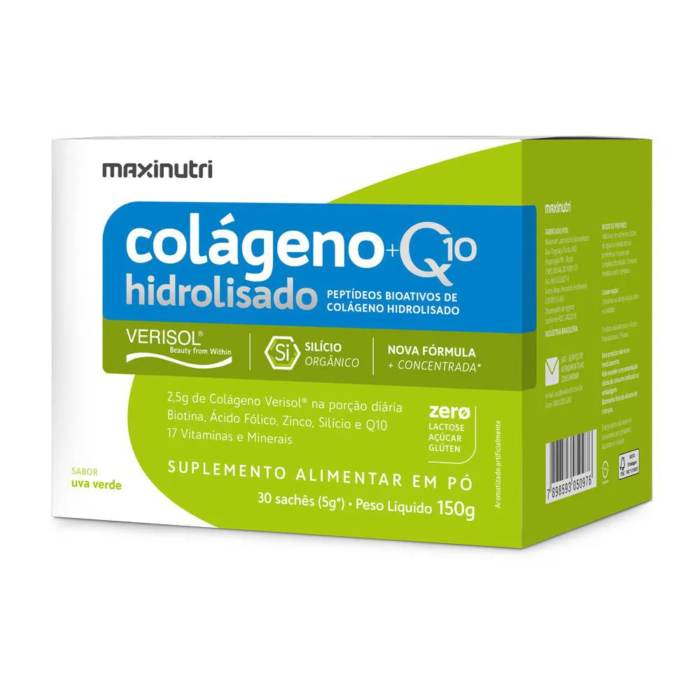 Colágeno Verisol Sachês Uva Verde com Coenzima Q10 Maxinutri — Maxinutri | Farmácia Resyla