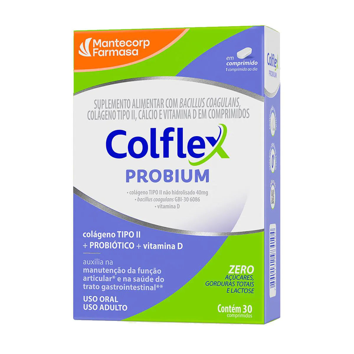 Colflex Probium Colágeno Tipo II 40mg + Probiótico + Vitamina D 30 Comprimidos — | Farmácia Resyla