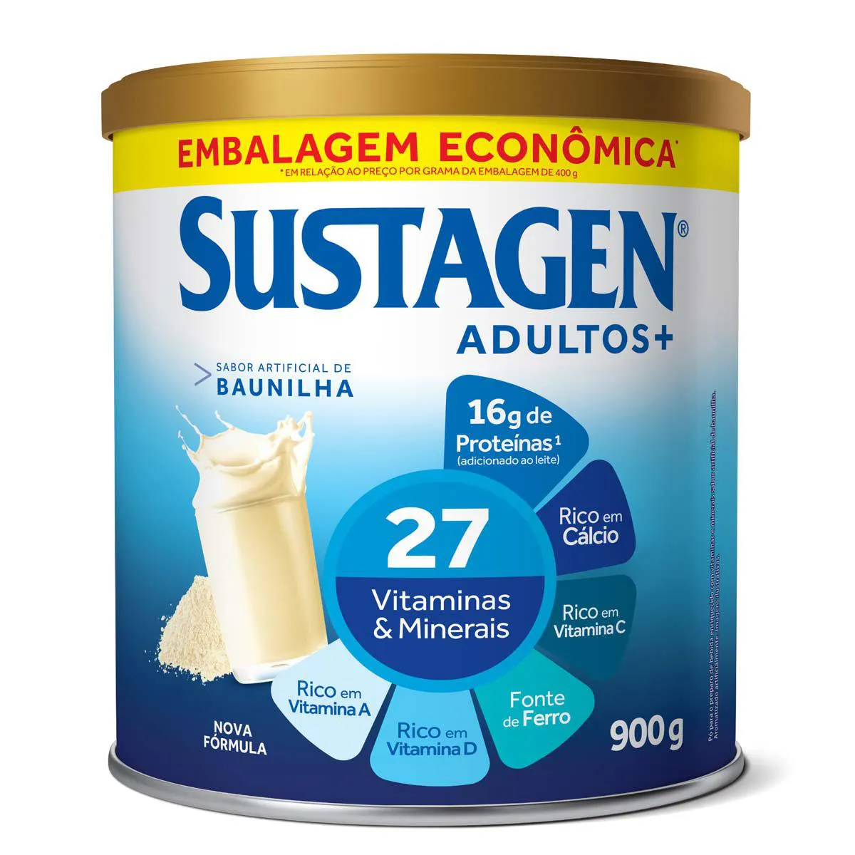 Complemento Alimentar Sustagen Adultos+ Baunilha 900g — Sustagen | Farmácia Resyla