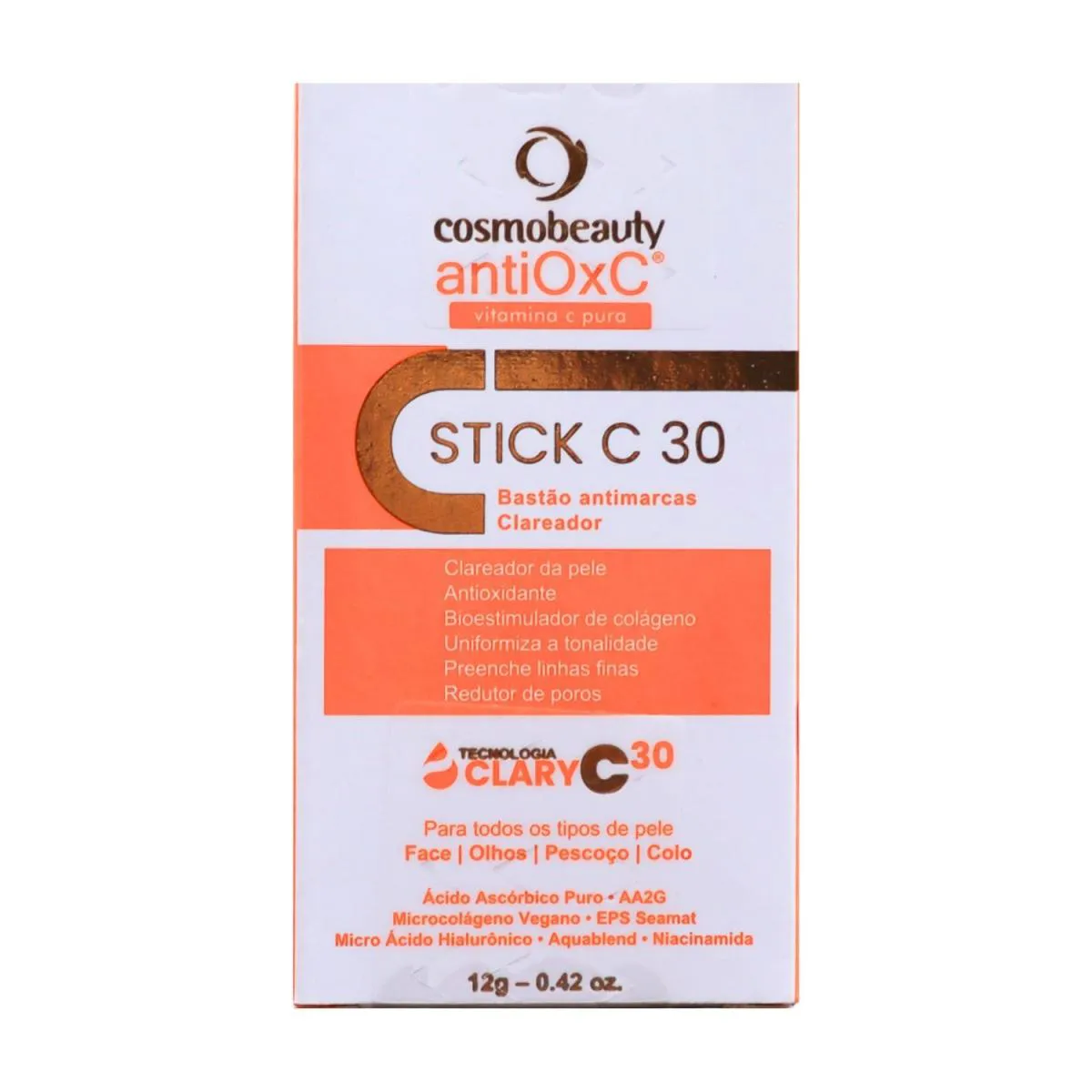 Cosmobeauty Clareador Clary Stick 30 Vitamina C Bastão 12g — Cosmobeauty | Farmácia Resyla