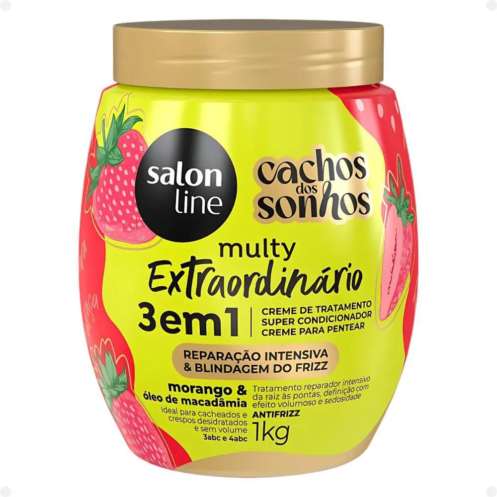 Creme de Tratamento 3 em 1 Salon Line Multy Extraordinário Cachos dos Sonhos Morango e Óleo de Macadâmia 1kg — Salon Line | Farmácia Resyla