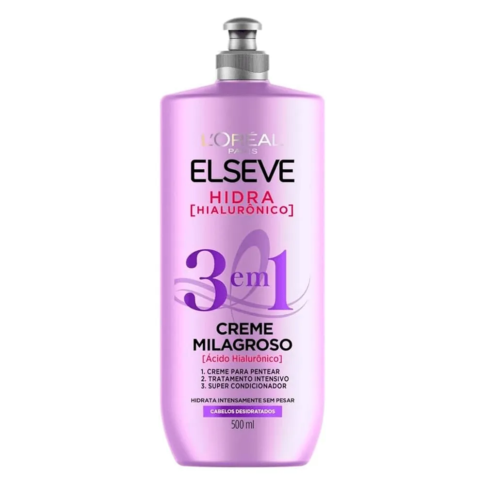 Creme Milagroso Elseve 3 em 1 Hidra Hialurônico Hidratação, Nutrição e Reparação 500ml — Elseve | Farmácia Resyla