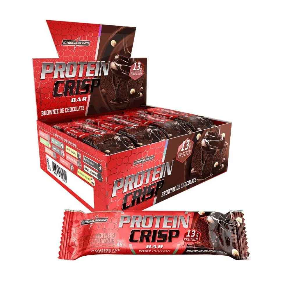 Crisp Bar Caixa 12 Unidades (540g) - Sabor: Brownie de Chocolate — | Farmácia Resyla