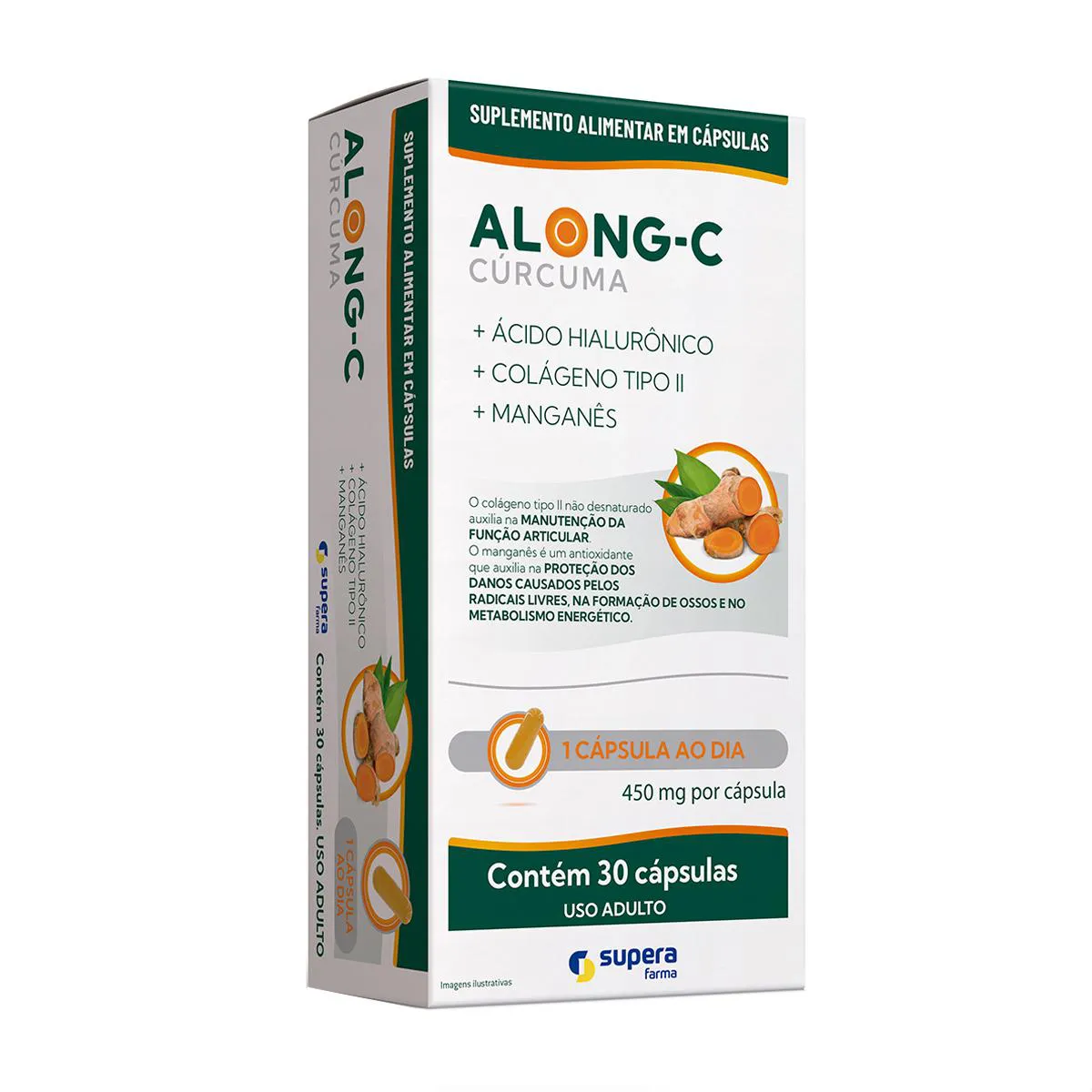 Cúrcuma + Colágeno Tipo ll Along-C 30 Cápsulas — | Farmácia Resyla